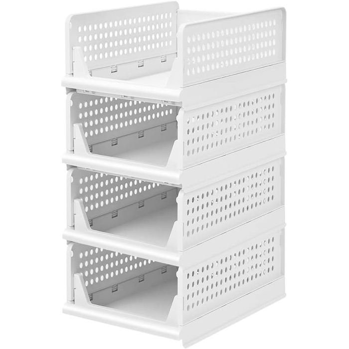 Органайзер для шафи-купе, штабелювана коробка для зберігання одягу, ковдр та іграшок, 33,5 x 43 x 56 см, 4 (2 шт.) - Білий 33,5 x 43 x 56 см, 4 шт. (2 шт.) Білий