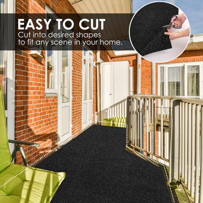 Килимова доріжка Koloko для використання всередині/зовнішнього використання, нековзка, нестандартний розмір, підлогова доріжка з гумовою основою, для коридору, входу, балкону, патіо, кухні, чорна 2&39 x 8&39 (Доріжка)