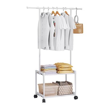 Вішалка для одягу Matybobe з полицями для підвішування сумок для одягу, портативна вішалка для одягу з місцем для зберігання взуття, 3-рівнева взуттєва полиця для шафи в передпокої, біла (3-рівнева) Білий 19W