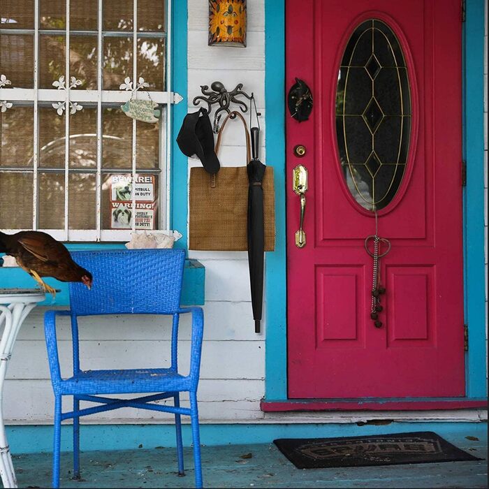 Чавунні старовинні настінні гачки Chas Bete Hook, сільські гачки для шафи, настінні гачки Восьминіг чорний з 6 щупальцями Восьмині