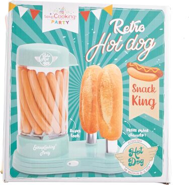 Машина для виготовлення хот-догів ScrapCooking 601 - місткість 12 сосисок і 2 булочки - вінтажний ретро-стиль для вечірок Барбекю Фестивалі Веселощі День народження-Зелений-0601, безпечний для харчових продуктів пластик, білий