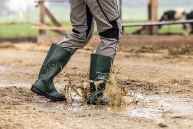 Робочі черевики DUNLOP Work-It S5 з ПВХ для чоловіків та жінок Водонепроникні захисні черевики зі сталевим носком Будівельні черевики Хімічні та стійкі до ковзання Жовті Розміри від 35 до 50 (EU 40) Зелені