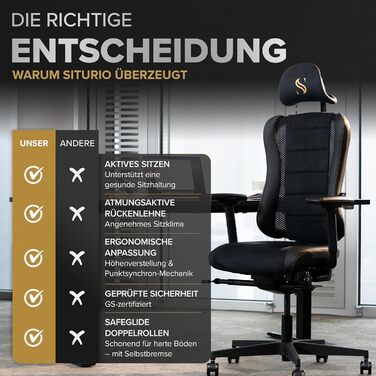 Ергономічне офісне крісло запатентоване 3D-з&39єднання сидіння Робоче крісло, 100 індивідуальне регулювання Ергономічне офісне крісло Комп&39ютерне крісло Обертове крісло, вантажопідйомність 150 кг, чорне Legatus Plus