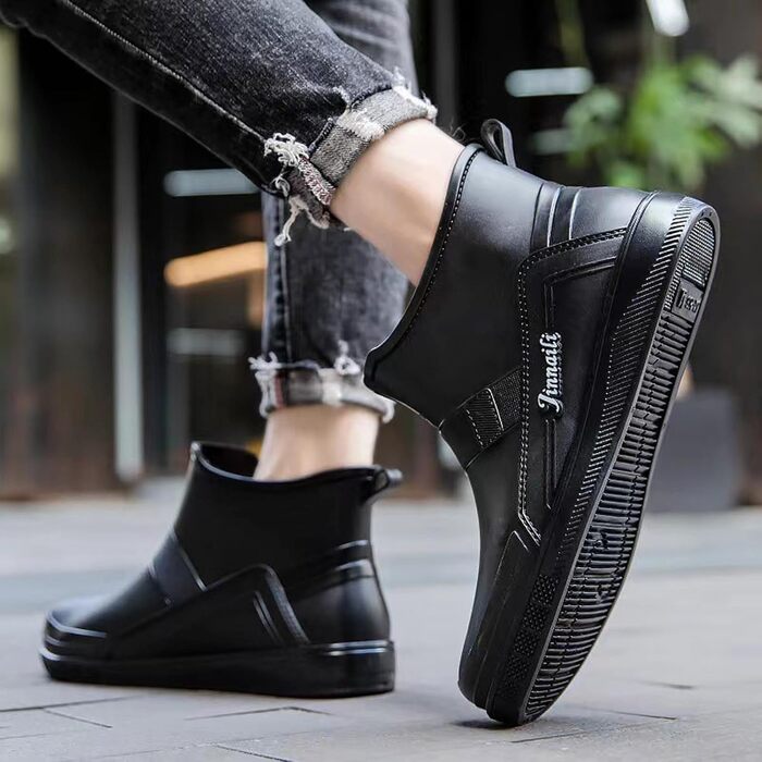 Водне взуття, гумові чоботи, ПВХ, чоловічі, для їдальні, для миття автомобіля, низькі безшовні, для роботи, кухні, для подорожей та походів, чорні, 38 2/3 EU