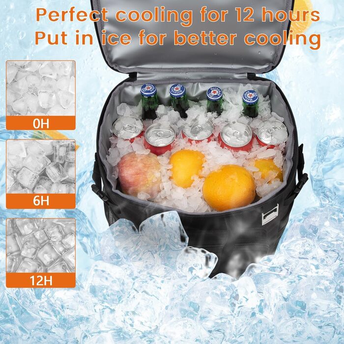 Ізольований рюкзак-холодильник HP Hope 43L, сумка для пікніка, коробка для обігріву, коробка-холодильник, великий рюкзак для чоловіків та жінок, для кемпінгу, пляжу, подорожей на природі, сім&39ї, пікніка, барбекю, чорний
