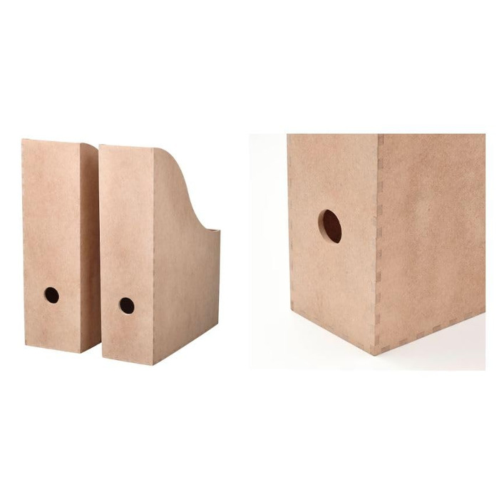 Тримач для журналів IKEA &39KNUFF&39, коробка для зберігання з деревного волокна, комплект з 2 шт. - 9x24x31 см та 10x25x31 см, натуральний колір