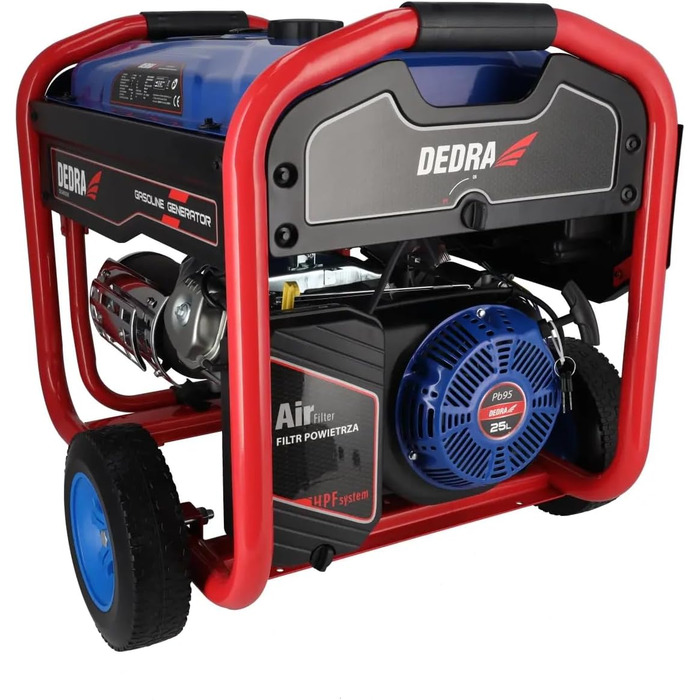Генератор DEDRA, максимальна потужність 8,3 кВт (8000 Вт), двигун 459 см з мідною обмоткою, 1 x 400 В, 1 x 230 В. Аварійне джерело живлення для будинків, садів, кемпінгів або інших застосувань. 8,0 кВт