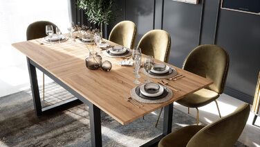 Розкладний обідній стіл Newfurn 160-200 см, включаючи стільницю, антрацит, дуб сонома, обідній стіл у сучасному сільському стилі - 160x75x90 см (ШxВxГ) - Кухонний стіл Обідній стіл - дуб сонома 160-200 x 90 см