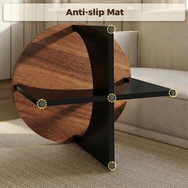 Набір з 2 журнальних столиків Nesting Table, круглий журнальний столик, сучасний дерев&39яний журнальний столик для вітальні та спальні, горіх
