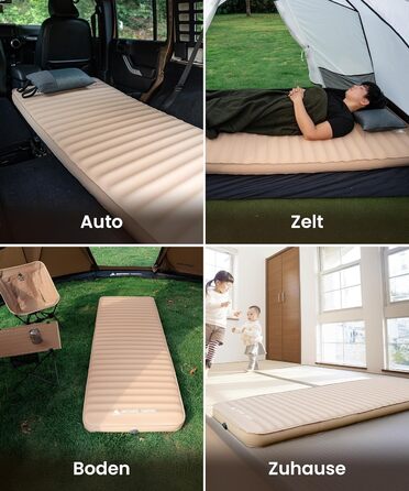 Самонадувальний надувний матрац OneTigris Dreamstar з високим коефіцієнтом опору, надувне ліжко для 1 особи, надувний матрац для гостей з мішком-насосом, для кемпінгу, подорожей та автомобіля (70 198 см) кольору койота