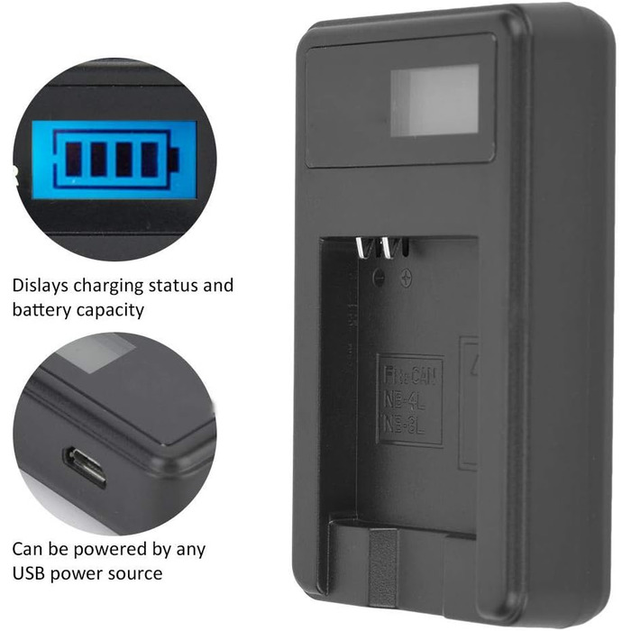 Зарядний пристрій Nikou NB-4L/8L з РК-дисплеєм, простий зарядний пристрій, USB-зарядний пристрій 5V 1-2A 10W
