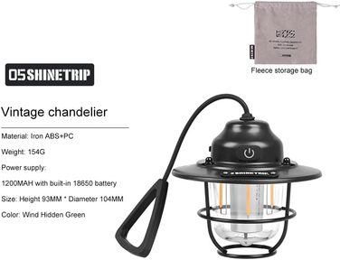 Міні-світлодіодний кемпінговий ліхтар Starnearby, з регульованою яскравістю, акумуляторна батарея 1200 мАг, ретро-кемпінговий ліхтар, водонепроникний зовнішній світлодіодний ліхтар для намету IPX4, портативний ліхтар для кемпінгу, намету, аварійного режим