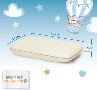Дитяча подушка VITAPUR MemoDream Junior, піна з пам'яттю, гіпоалергенна, м'яка, можна прати, kotex-100, від 3 років, 30 х 50 х 9 с