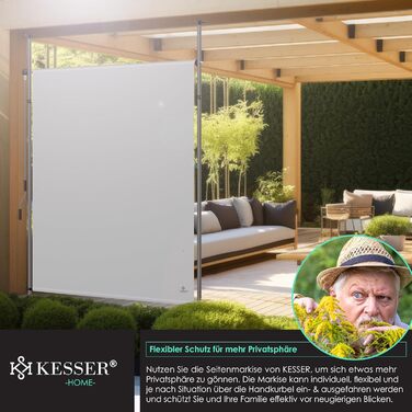 Вертикальний тент KESSER із затискачем 200x310 см, розсувний та непрозорий, з ручним приводом, не потребує свердління, екран для балкону та вітрозахисний екран для саду та тераси, водонепроникний, сірий, 200x310 см, сірий