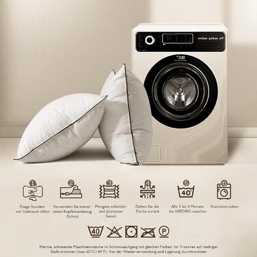 Пухова подушка BPC Down Pillow 40x80, 2 шт., розкішна серцевина з пера та пуху, оточена поліестером та 100 органічною бавовняною тканиною, м&39яка подушка для сну середнього розміру, подушка 40x80 см (2 шт.), біла