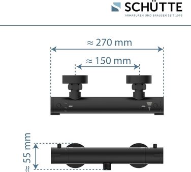 Термостатичний змішувач для душу SCHTTE 52466 LONDON з захистом від опіжків (38C), чорний