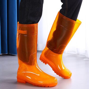 Водонепроникні гумові чоботи з високим халявою, швидковисихаючі, нековзні робочі чоботи з потовщеною підошвою для активного відпочинку, садівництва та інтенсивного використання. Гумові чоботи, помаранчеві, розмір 39 EU.