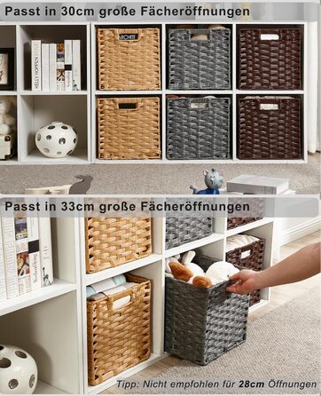 Набір із 2 плетених поліпропіленових кошиків для зберігання Mangata, 28x28x28 см, квадратні, з ручками, водонепроникні, стійкі до цвілі, для полиць, шаф, ванної кімнати (сірий) 28x28 см 2