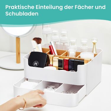 Організатор для косметики, зберігання косметики, контейнер для косметики, високоякісна багатофункціональна бамбукова косметичка з