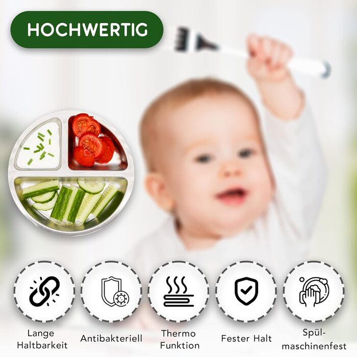 Тарілка Rilli з нержавіючої сталі BLW на присосці, нековзний дитячий посуд, дитячий посуд на присосці (сірий)