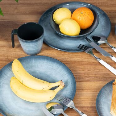 Набір меламінового посуду Jesolo Grey для 4 осіб, вигляд кераміки, можна мити в посудомийній машині, аксесуари для кемпінгу, посуд для каравану, посуд для фестивалів, посуд для пікніка, посуд для садової вечірки, 12 предметів