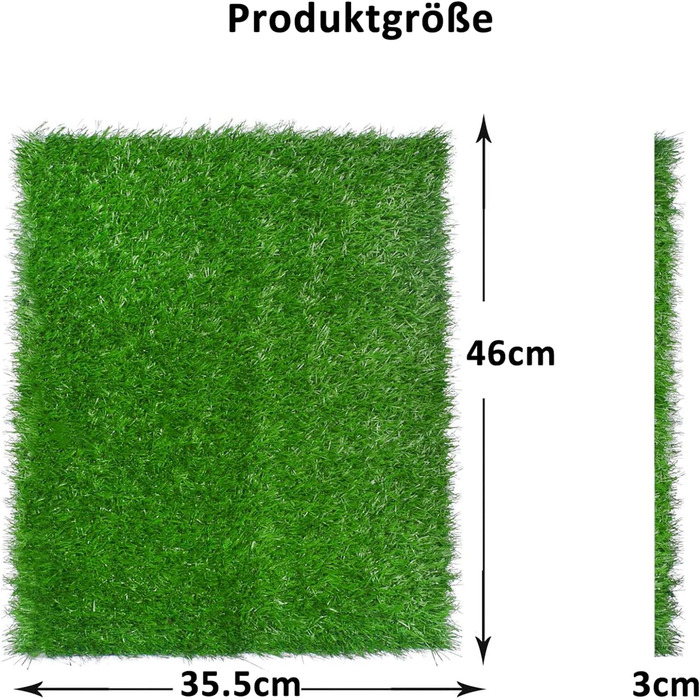 Туалет для собак зі штучною травою Балкон Туалет для собак Заміна газону Туалет для цуценят Багаторазові подушечки для дресирування для маленьких, великих літніх собак (35,5 x 46 см (2 шт. и)), 2 шт.