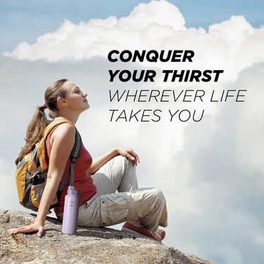 Спортивна пляшка для води IRON FLASK, з широким отвором і 3 носиками, пляшки з нержавіючої сталі для чоловіків, жінок і дітей, з п