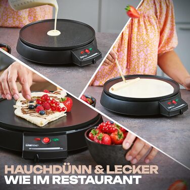 Млинниця Clatronic для млинців діаметром 29 см млинниця з розподілювачем тіста поверхня з антипригарним покриттям безступінчастий