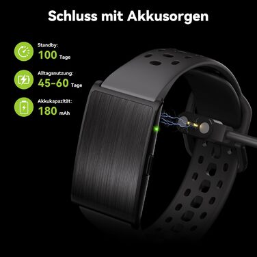 Фітнес-трекер для чоловіків та жінок без дисплея, смарт-браслет, цілодобовий відстежувач активності та сну з аналізом серцевого ритму та штучним інтелектом, 60-денний час роботи від батареї, понад 170 спортивних режимів, без підписки, чорний