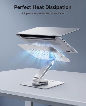 Основа для ноутбука ORICO з регульованою висотою та поворотним механізмом на 360, алюмінієва складана підставка для ергономічної роботи з MacBook Air/Pro та ноутбуками/планшетами 13-17.3, колір сріблястий - ST10