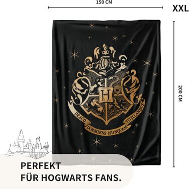 Плед з Гаррі Поттером 150x200 см Плед з коралового флісу з гербом Хоґвортсу, м&39який, для дітей та дорослих Подарунковий плед, чорний