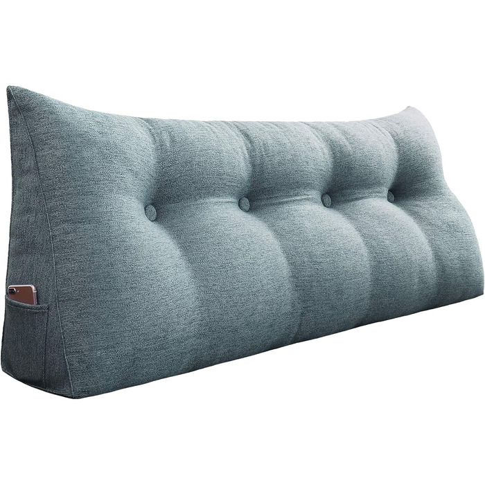 Подушка Johnear Wedge з бічною кишенею трикутна подушка для спини ліжка та дивана, подушка для читання з функцією підтримки, поперекова подушка та подушка для книги (сіра, 45 см)