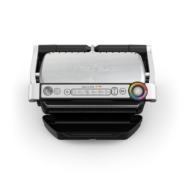 Контактний гриль Tefal OptiGrill, 6 програм, індикатор рівня приготування, знімні пластини, ручний режим, електрогриль, нержавіюча сталь, GC712D12