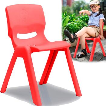 Дитячий стільчик Stimo з гумовими ніжками, вантажопідйомність до 100 кг, штабелюється та стійкий до перекидання, підходить для використання в приміщенні та на вулиці (виготовлений з пластику) (червоний)