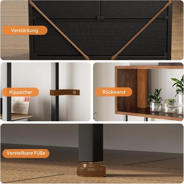 Ярусна книжкова полиця Coleshome, окремостояча полиця з 3 тканинними шухлядами, вузька полиця, підходить для спальні, офісу, вітальні, 60 x 24 x 155 см, вінтажні кольори, 5-