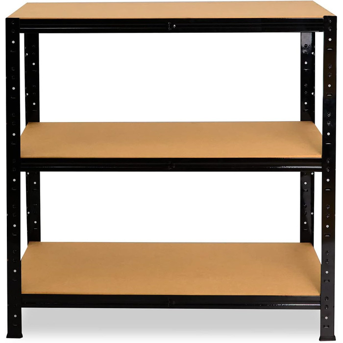 Чорний надміцний стелаж/Металевий стелаж, 3 полиці, вантажопідйомність 175 кг кожна/Полиця для зберігання, полиця для підвалу, полиця для дому/Металева полиця, стояча, В 90см / Ш 90см / Г 40см, 90x90x40