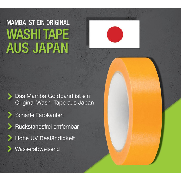Малярська стрічка Mamba Goldband 10 шт. Малярська стрічка 30 мм x 50 м Професійна малярська стрічка Малярська стрічка Клейка стрічка Washi-стрічка Золота паперова стрічка Самоклейка