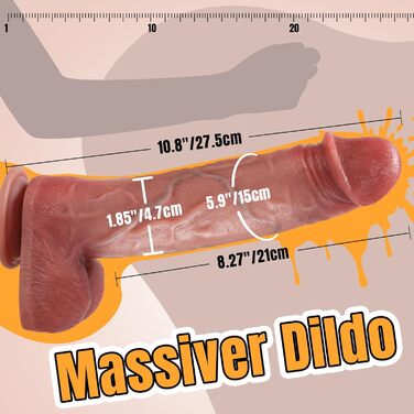 Реалістичний фалоімітатор класичний фалоімітатор секс-іграшка для жінок пари соло з сильною присоскою секс-іграшка анальний фалоімітатор ідеальний справжні вени та підняті яєчка справжній пеніс секс-іграшка XXL тілесного кольору, 27,5