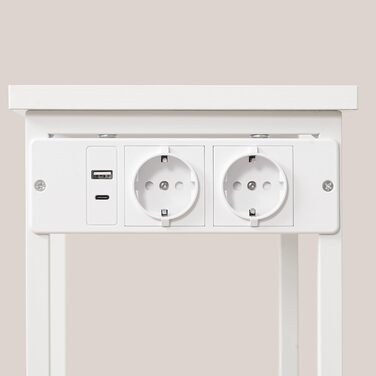 Вузький приставний столик, 3 полиці, тумбочка біля ліжка, журнальний столик із зарядною станцією, столик до дивана, столик до вітальні з місцем для зберігання, для невеликих приміщень, вітальня, спальня, білий AETWT29UE01