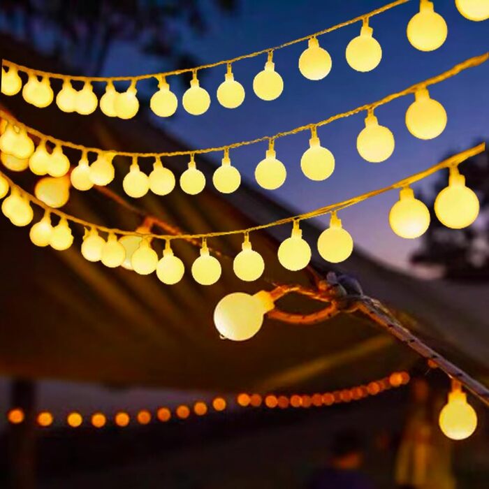 Світлодіодні казкові вогні зовнішня батарея, 10M 100 світлодіодних кульових ліхтарів водонепроникні, різдвяні вогні на весілля, Рі