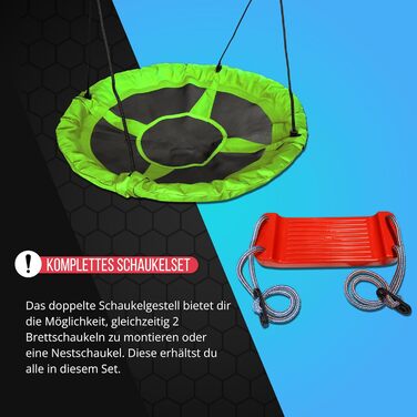 Подвійна гойдалка (метал) з лелечим гніздом та дитячою гойдалкою Рама гойдалки витримує навантаження до 150 кг Стабільна та безпеч