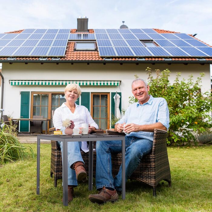 Садовий стіл Relaxdays, HBT 74 x 78 x 78 см, балконний стіл, імітація дерева, пластик, сталь, квадратний стіл для патіо, сірий