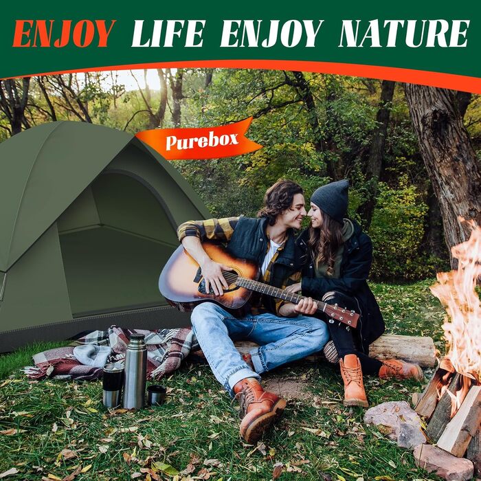 Намет для кемпінгу на 2-3 особи - надлегкий купольний намет, вітрозахисний, на 3-4 сезони, зі знімним зовнішнім полотном, невеликий розмір у упаковці, підходить для кемпінгу, піших прогулянок, походів та сімейного відпочинку