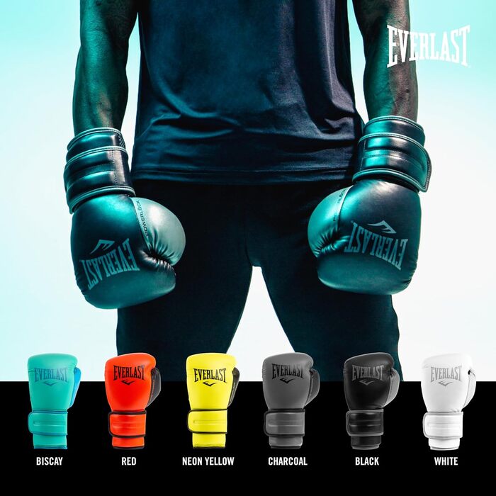 Боксерські рукавички Everlast Powerlock 2R, для боксерського мішка, лап та спарингу, з функцією підтримки зап&39ястя Turnback, 4-шарова піна оригінальне спорядження Everlast Black 14OZ