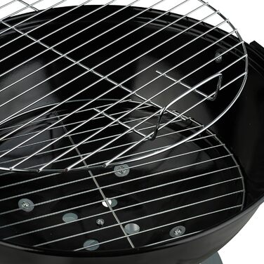 Вугільний гриль-куля, діаметр 44 см, решітка для грилю, гриль-куля з попільником, вугільний гриль на колесах, BBQ, чорний