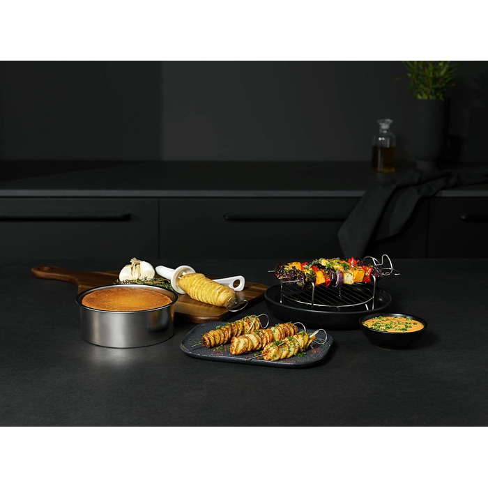 Комплект розширення для фритюрниці AEG AAFEK1 AF6 (багатоцільова форма, решітка для гриля, овочевий спіралізатор, набір аксесуарів, універсальний, різноманітний посуд, легко чиститься, нержавіюча сталь)