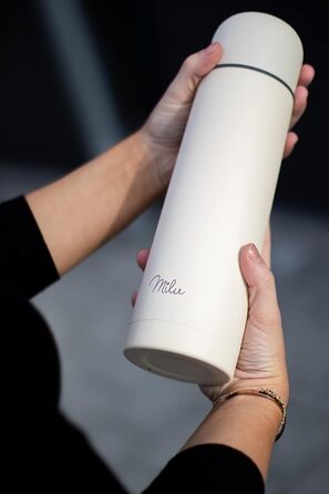 Термос Milu, ізольована пляшка, 1 л, 750 мл, 500 мл - ізольована пляшка для пиття з нержавіючої сталі, 100 герметична, з подвійною стінкою (Buttercream, 1000 мл) 1000 мл Buttercream