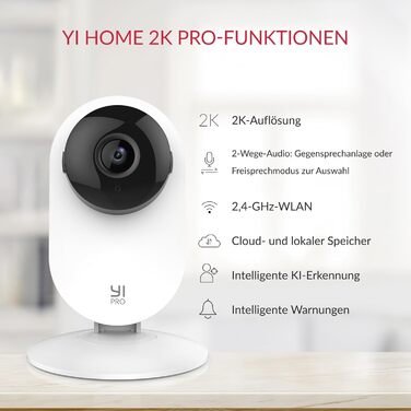 2K Indoor Surveillance Camera with AI Person Detection, Motion Detection, Push Notification, Two-Way Audio, for Baby Monitor, Pet, Works with Alexa and Google Assistant, 2K Indoor Surveillance Camera with AI Person Detection, Motion Detection, Push Notifi