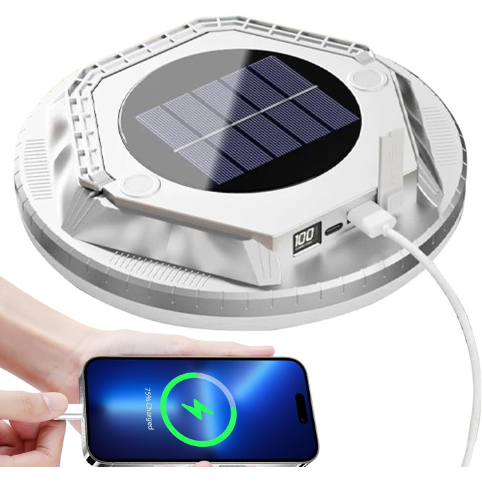 Ліхтарі для кемпінгу, 1600 люмен, сонячний світильник для намету, водонепроникний світлодіодний ліхтар, для використання на вулиці, в саду, на подвір&39ї, на патіо, на балконі, для походів, для кемпінгових подорожей, сріблястий