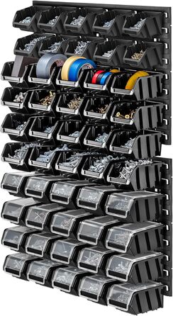 Настінний стелаж для майстерні KADAX, система зберігання 58x78 см, виготовлена з міцного пластику, стійкий до ультрафіолету, розширювані стінові панелі, стелаж для гаража (чорний, 50 шт. v2) 50 шт. v2 Чорний